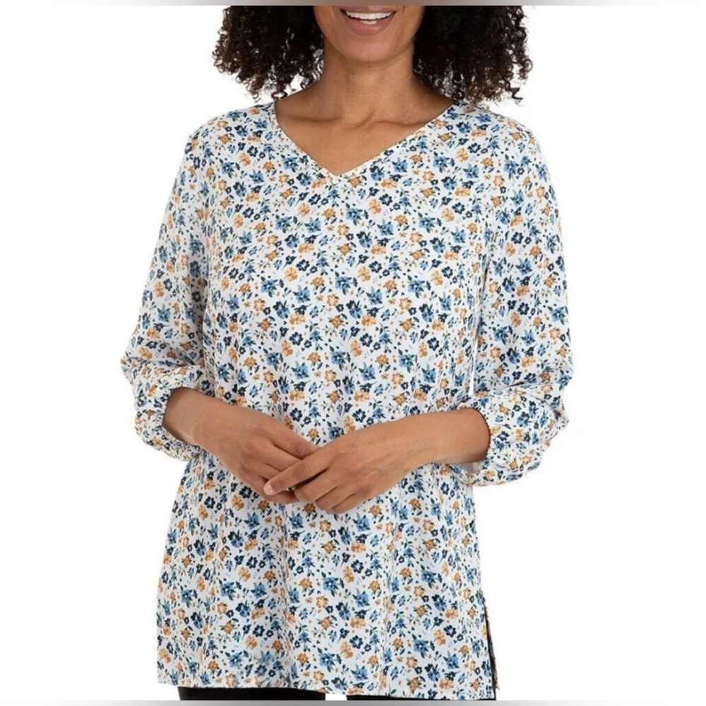 Mario Serrano Floral Blouse 3/4 sleeves Size XS NWT Office perfect